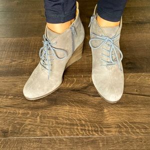 Lucky brand leather wedge booties